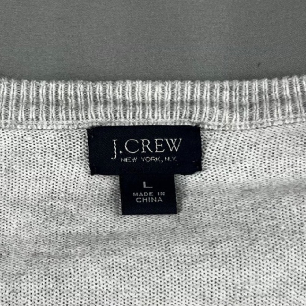 J.Crew Mens V-Neck Sweater Size Large Cotton Cashmere Gray Lightweight Grandpa - Picture 3 of 8